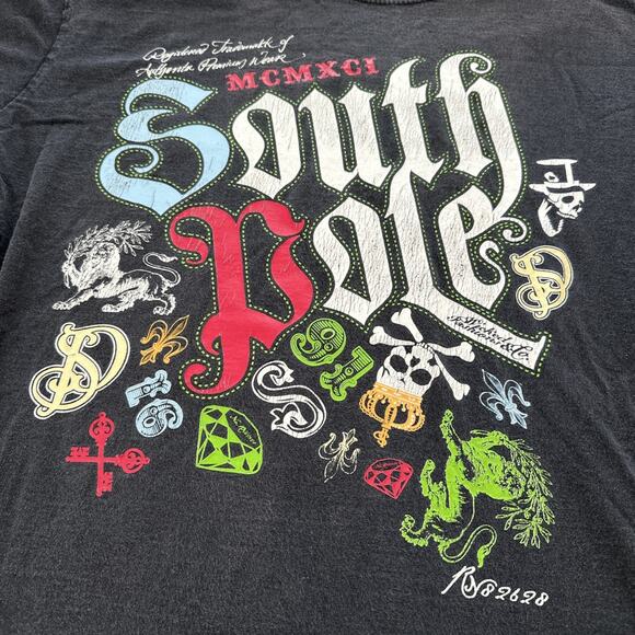 XL South Pole Shirt Adult Size Short Sleeve Black Y2K Signature Series Graphic T - Picture 2 of 6